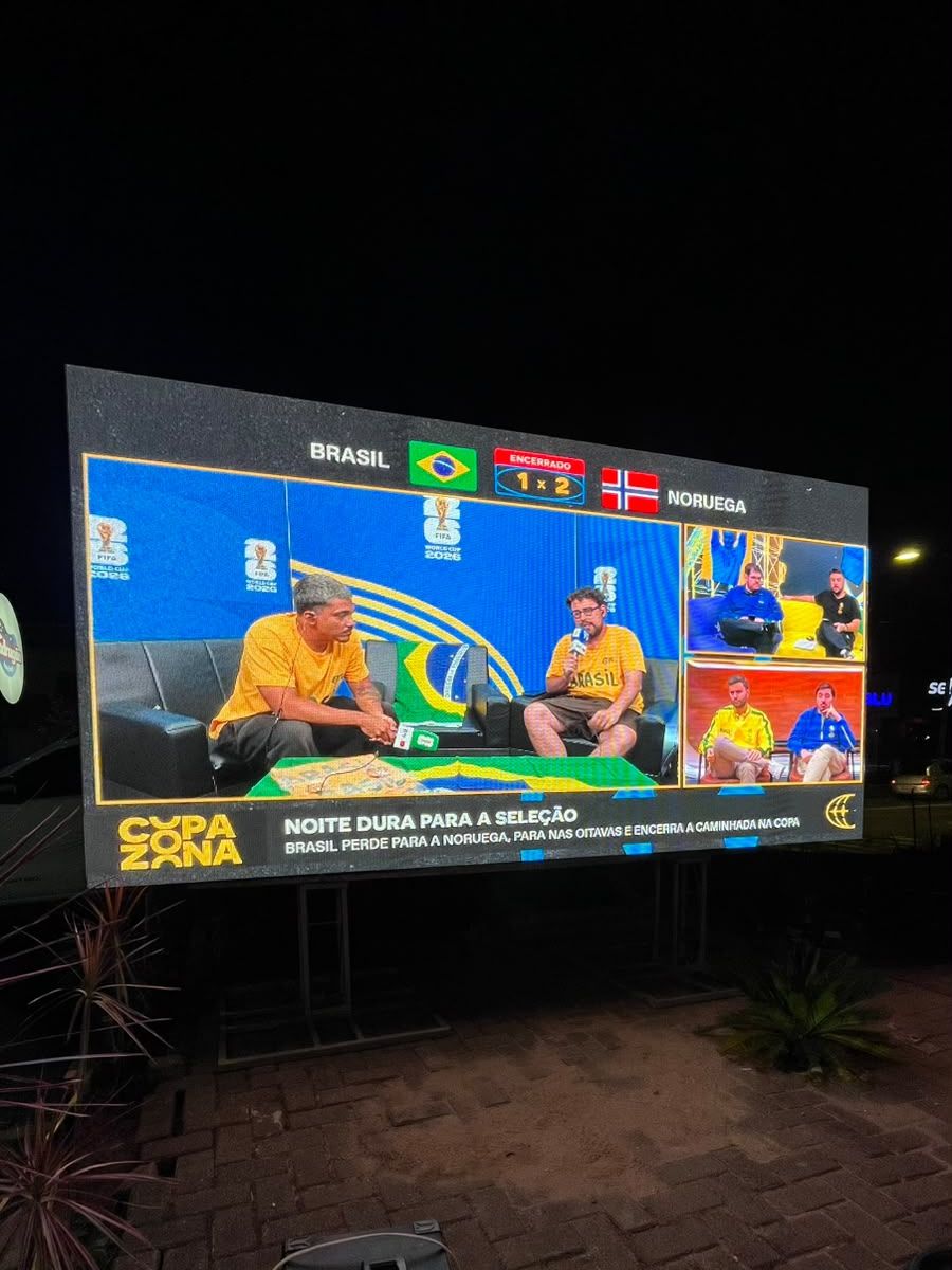 Painel de LED da Lumídia digital na chegada de uma maratona